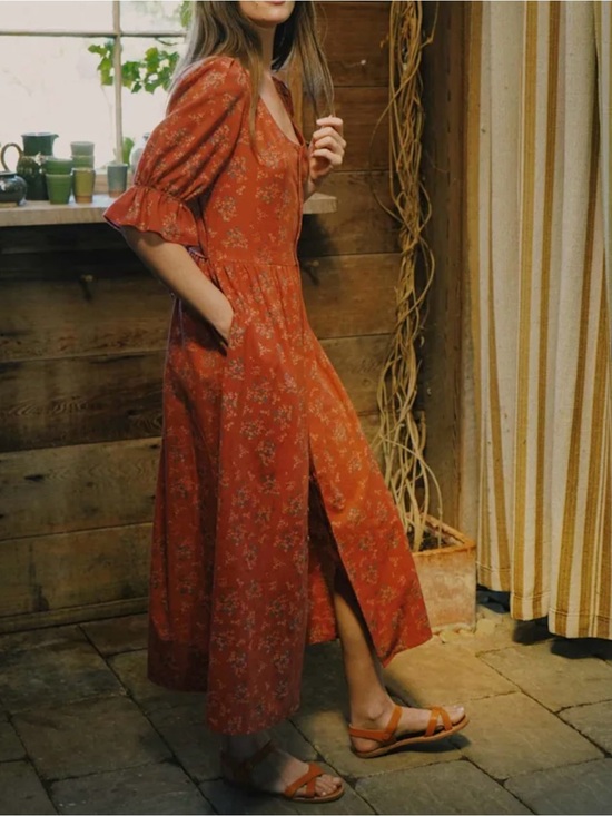Christy Dawn Dresses & Skirts - Christy Dawn The Astrid Dress in Orange Daisy Vine